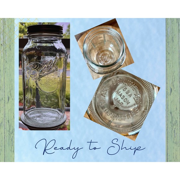 Vintage Ball Clear Half Gallon Glass Mason Jar with Twist on Lid - Picture 1 of 10